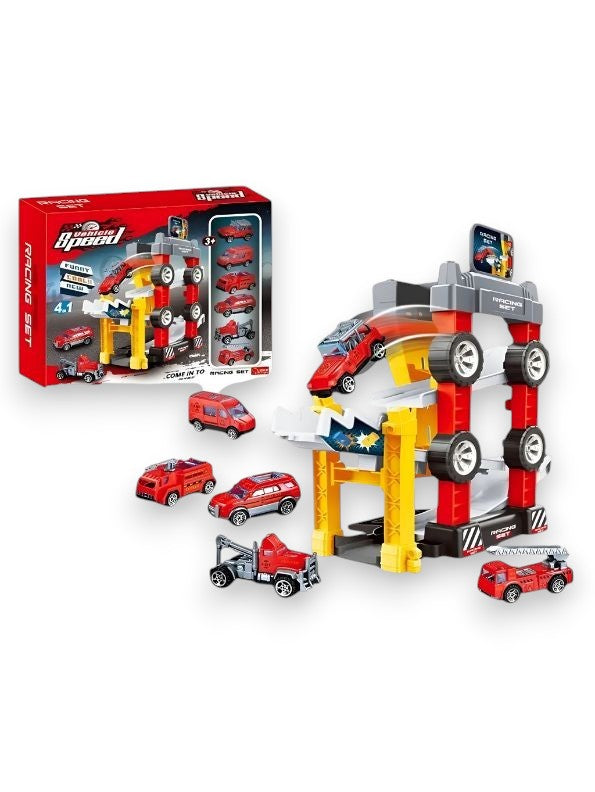 Rapid Rescue Racers – 4-in-1 Police Car Track Set with Catapult Launcher & Ejection Feature | Kids Puzzle Toy - NX12158