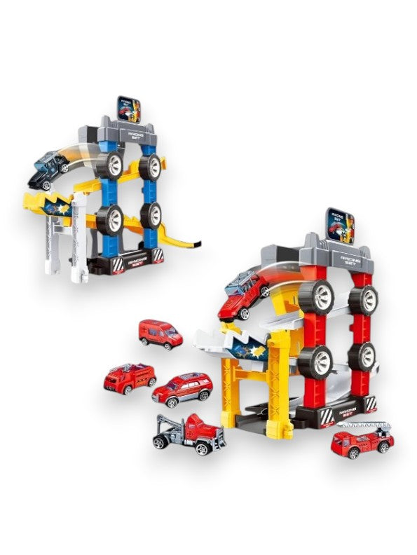 Rapid Rescue Racers – 4-in-1 Police Car Track Set with Catapult Launcher & Ejection Feature | Kids Puzzle Toy - NX12158