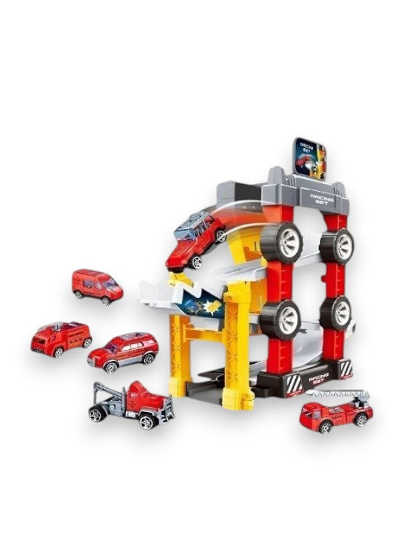 Rapid Rescue Racers – 4-in-1 Police Car Track Set with Catapult Launcher & Ejection Feature | Kids Puzzle Toy - NX12158