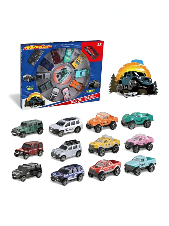 12-Pack MAX Series Alloy Diecast Toy Cars for Kids 3+ LMI12639