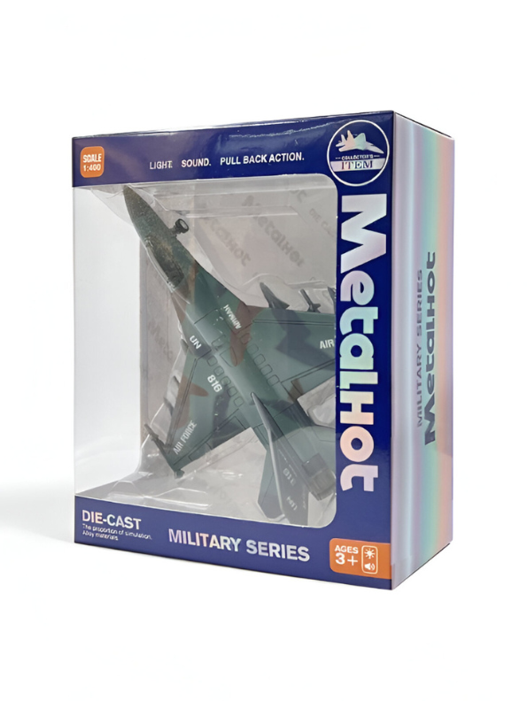 Collectible MetalHO Diecast Fighter Aircraft Model | Pull-Back Action Military Toy for Kids LMI15792