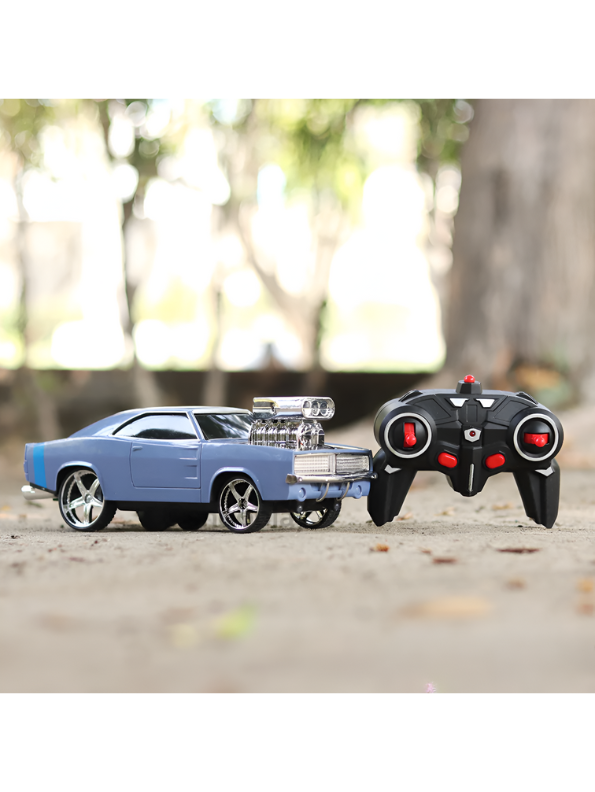 1:18 Scale RC Drift Racing Car 2.4GHz Remote Control Vehicle - High Speed Electric Muscle Car Toy with Supercharger - Perfect Gift for Kids & Adults LMI12599