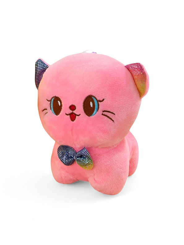 7-Inch Cute Pink Cat Soft Toy | Stuffed Animal Plushie with Bow Tie LMI11943