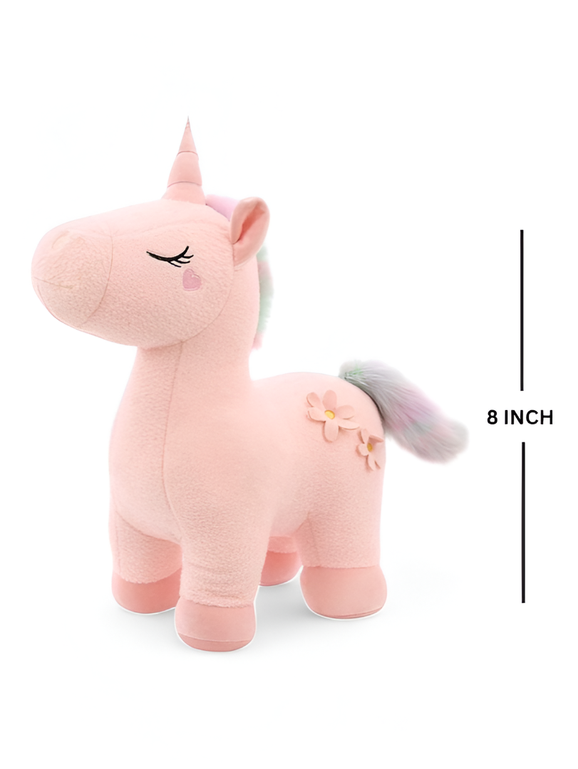 Pink - Dreamy Pink Unicorn Plushie for Children | Ultra-Soft Stuffed Toy with Pastel Rainbow Hair LMI12216
