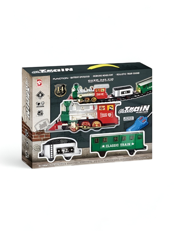 Classic Electric RC Train Set for Kids | 17 PCS Battery Operated Railway with Remote Control LMI13472
