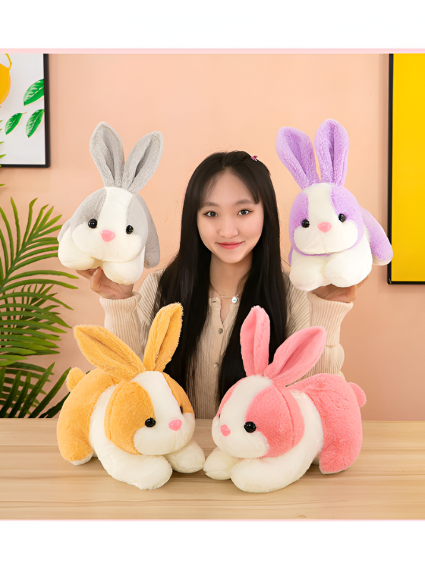 Cute Pink and White Bunny Stuffed Animal - Cuddly 8" Rabbit Soft Plush Toy for Kids LMI11102