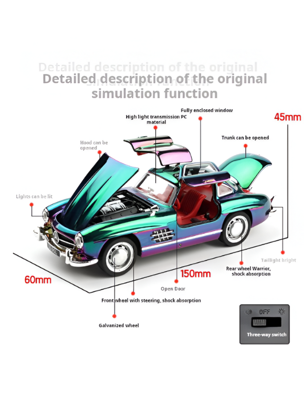 Mercedes-Benz 300SL – Diecast Alloy Metal Model Toy - Scale 1:24 Vintage Car.