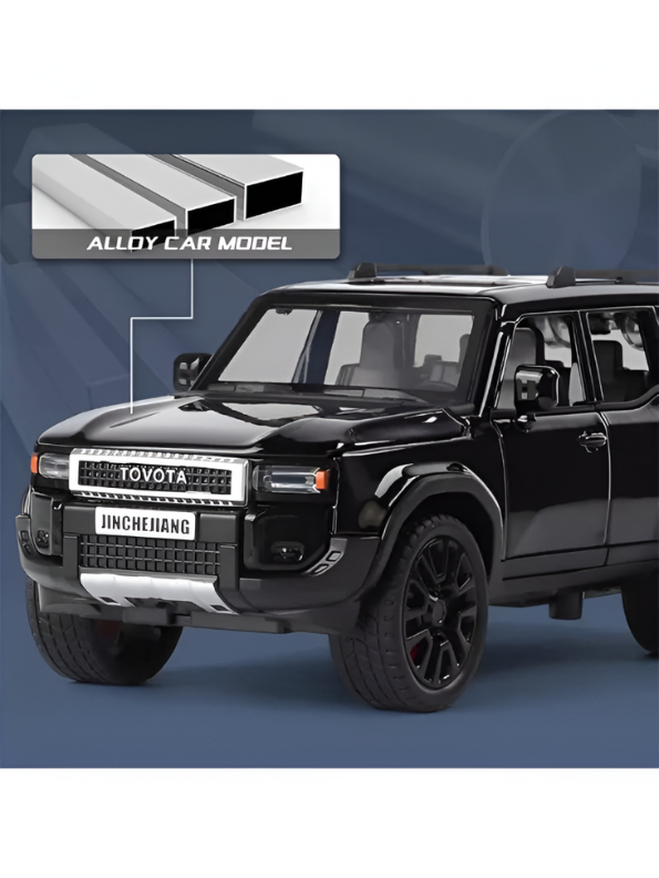 Black Toyota Land Cruiser Prado Diecast Metal SUV Model | Pullback with Sound & Light Scale 1:32 TV5799
