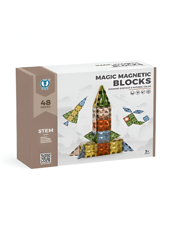 Magic Magnetic Blocks Building Block Set - 48 PCS STEM Tiles & Shapes LEGO Set - Educational Toy for Kids TV2312