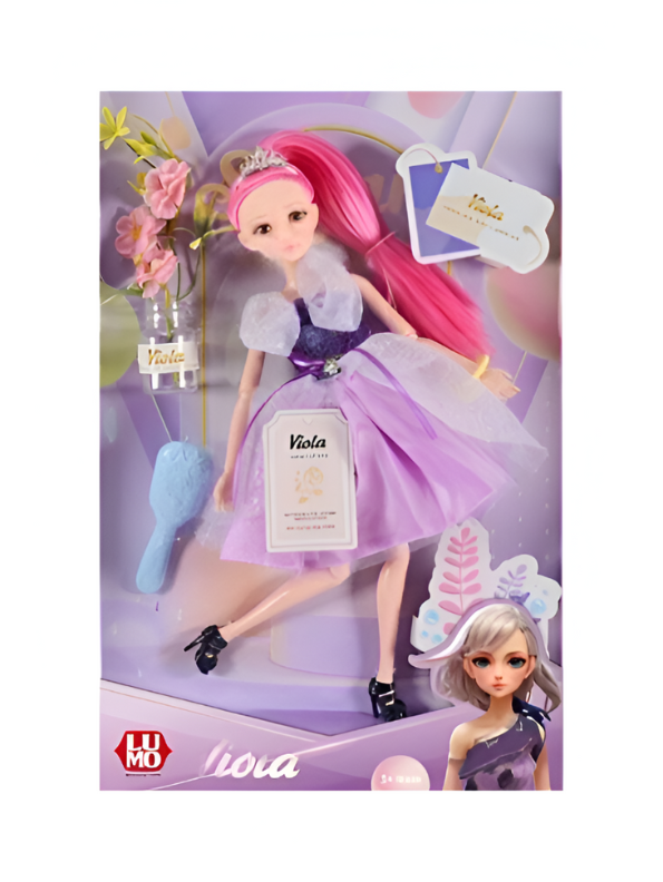 LUMO Vyna Fashion Doll with Pink Hair, Sparkle Dress & Tiara – Collectible Toy Set for Kids 3+ NX15396