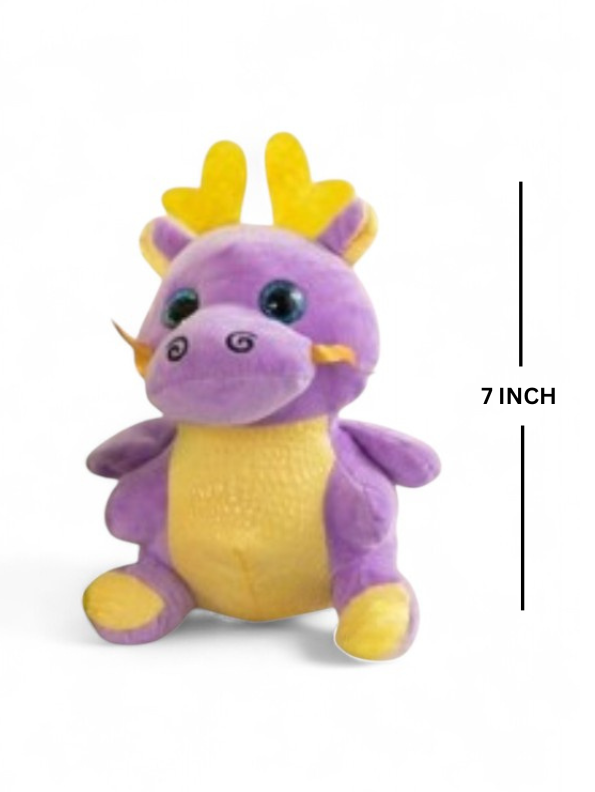 Cute Purple Dragon Plush Toy with Antlers & Blue Eyes, Soft Stuffed Animal for Kids LMI11921
