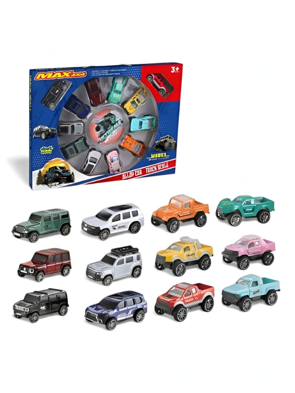 12-Pack MAX Series Alloy Diecast Toy Cars for Kids 3+ LMI13670.