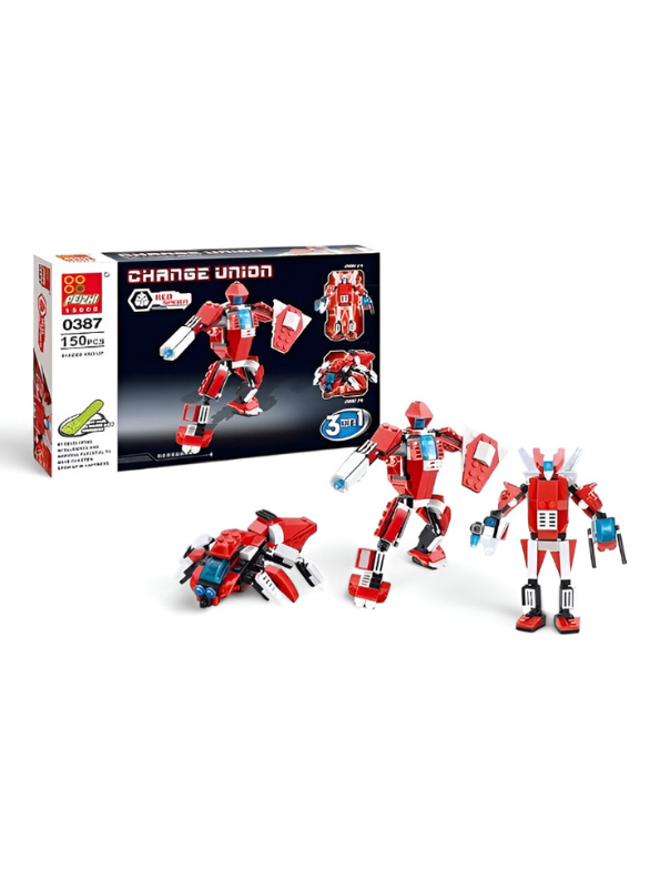 Change Union 3-in-1 Transforming Robot LEGO Set | Blue Mecha Building Blocks Toy (150 Pcs) TV4833