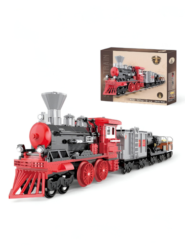 Classic Steam Locomotive Train Building Blocks - 623 PCS Building Block Set - Vintage Railway Model Toy for Collectors and Kids TV5099