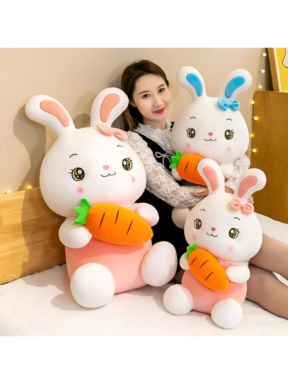 PINK - CozyCarrot Rabbit Plush – 10 Inch Soft White Bunny Pillow | Cute & Cuddly Gift for Kids - ST14150