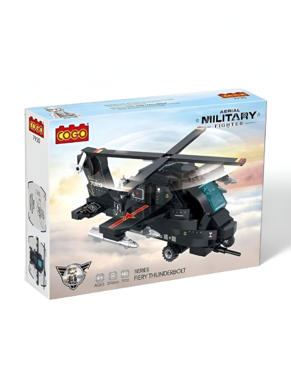 COGO-Compatible LEGO Set | Aerial Military Fighter: Fiery Thunderbolt | 260 PCS Building Blocks TV5028