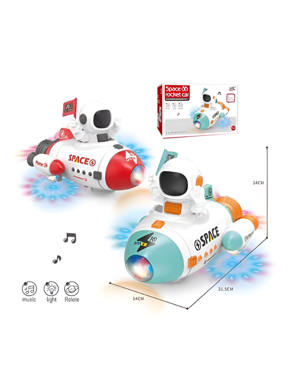 Bump-and-Go Astronaut Space Rocket Car Toy with Flashing LED Lights and Sounds LMI15174