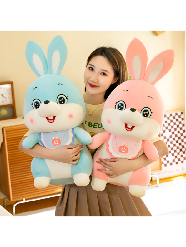 Cute blue plush bunny with bib | soft Toy stuffed animal for babies and kids LMI14142.