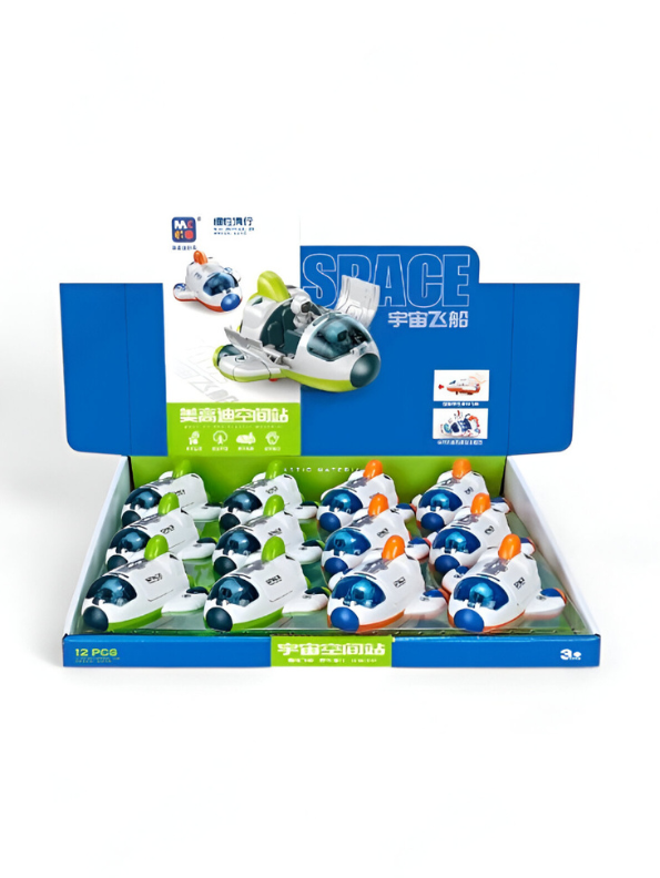 Mini Space Shuttle Building Kit | Orange & Blue Spaceship Model for Kids LMI12604