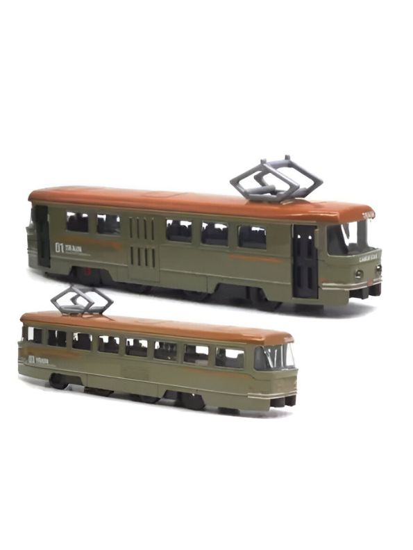 GREEN - Retro Glide Die-Cast Tram – Pull-Back Alloy Light Rail Train & Bus Model Toy | Fall-Resistant Collectible - NX11311