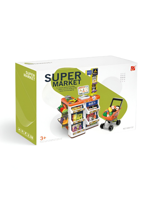 Deluxe Supermarket Cash Register & Shopping Trolley Toy for Kids 3+ | Pretend Store Play Set NX12789