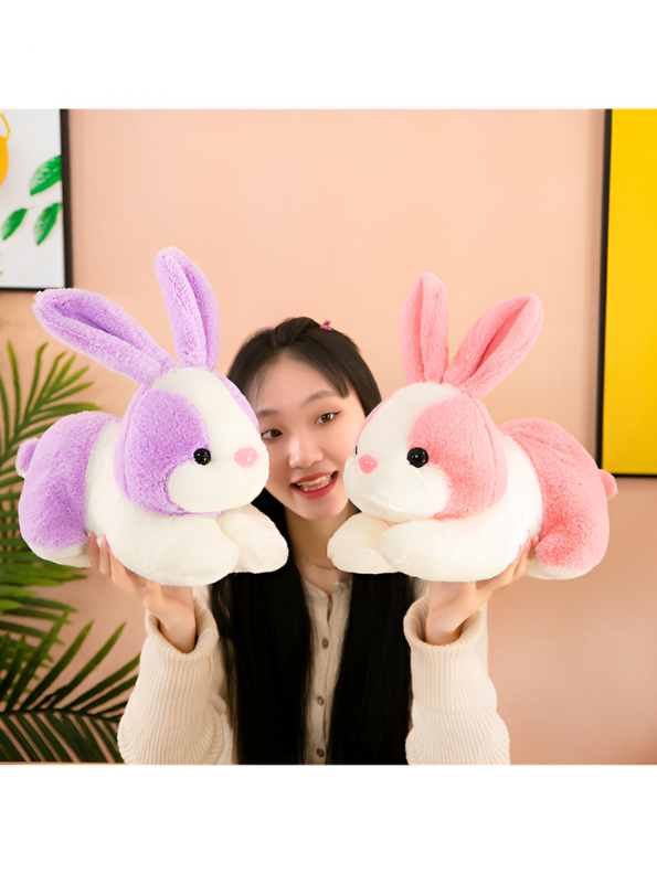Cute Pink and White Bunny Stuffed Animal - Cuddly 8" Rabbit Soft Plush Toy for Kids LMI11102