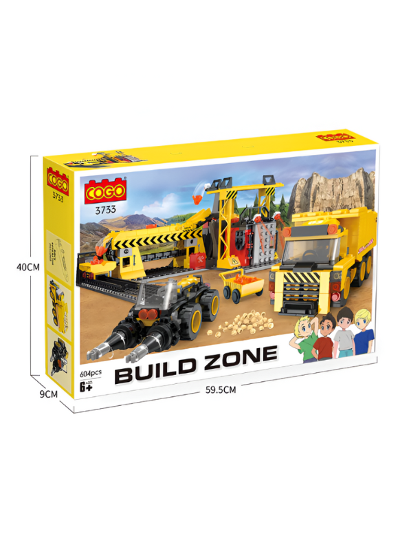 Construction Build Zone Building Block Set - COGO Dump Truck & Drill Vehicle 604 PCS LEGO Set - 3-in-1 Engineering Toy TV5104