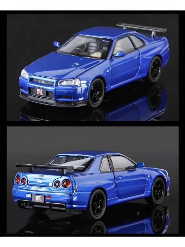 Blue - Nissan Skyline GTR R34 - Premium Alloy Metal Diecast Sports Racing Car Model - Openable Doors & Pull-Back Action Scale 1:36 - TV5805.