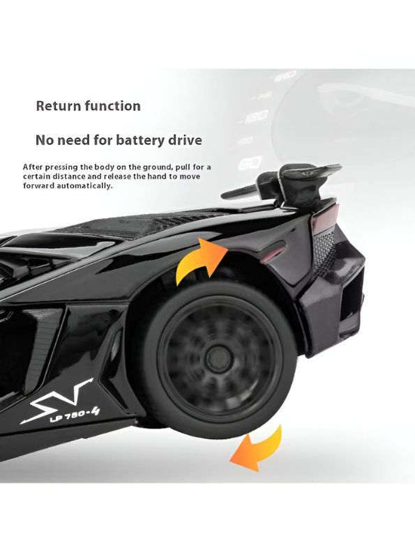 Black - Lamborghini Aventador LP750-4 Diecast Model Car 1:32 Scale – Mini Sports Car Toy for Kids.