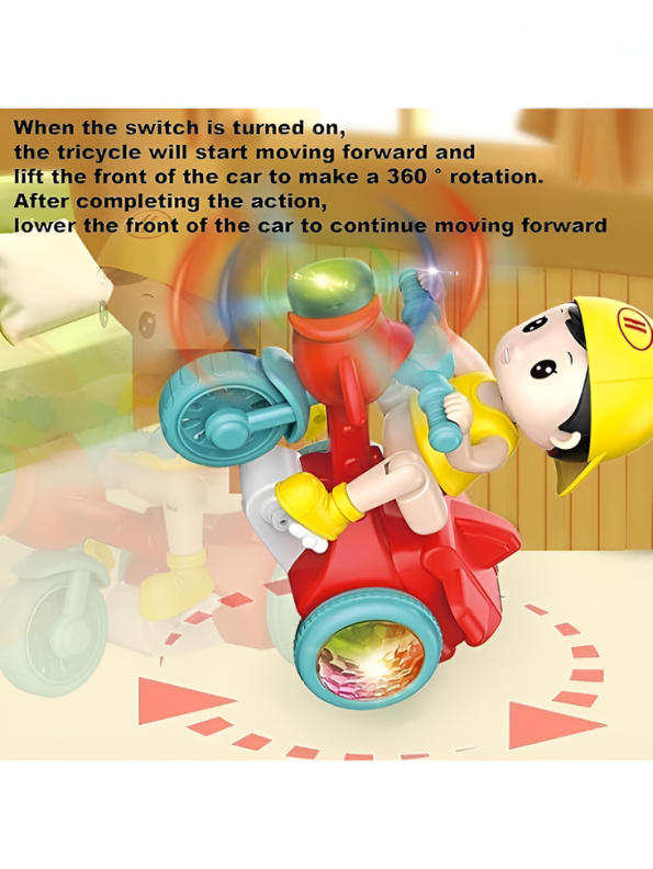 Red Cool Tricycles Stunt Performance Toy with Lights, Music, and Spinning Propeller LMI13969