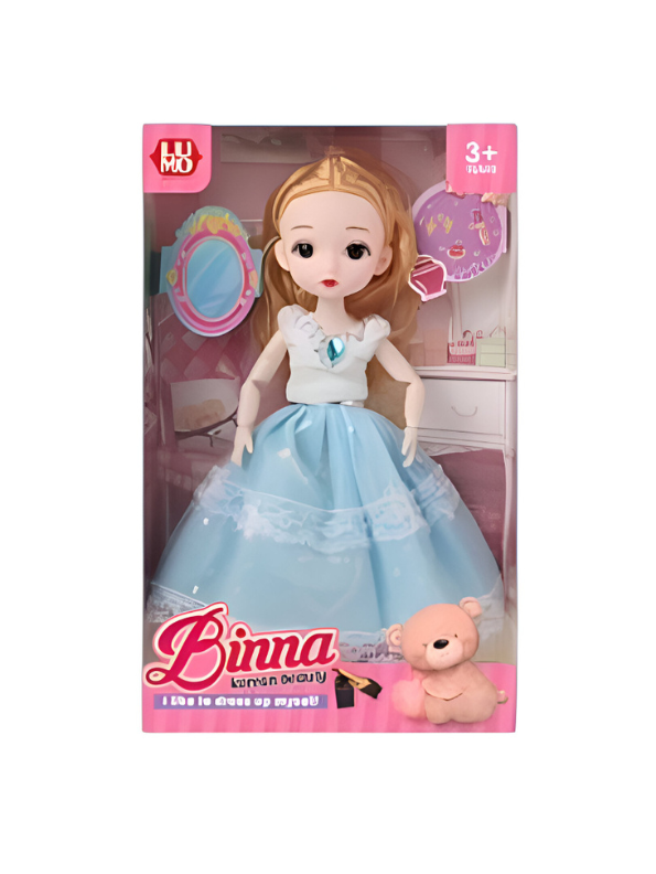 Binna Fashion Angel Doll (11-Inch) | Elegant Blue Princess Dress & Wings | Collectible Gift Toy for Girls 3+ LMI14020