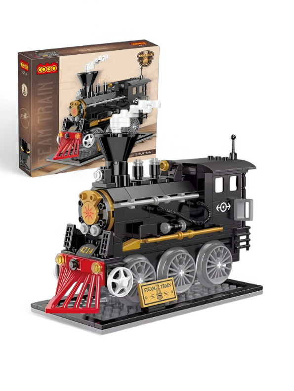 Classic Retro Steam Train Building Block Set | 238 PCS Vintage Locomotive Building Blocks Kit for Kids Ages 6+ TV4747