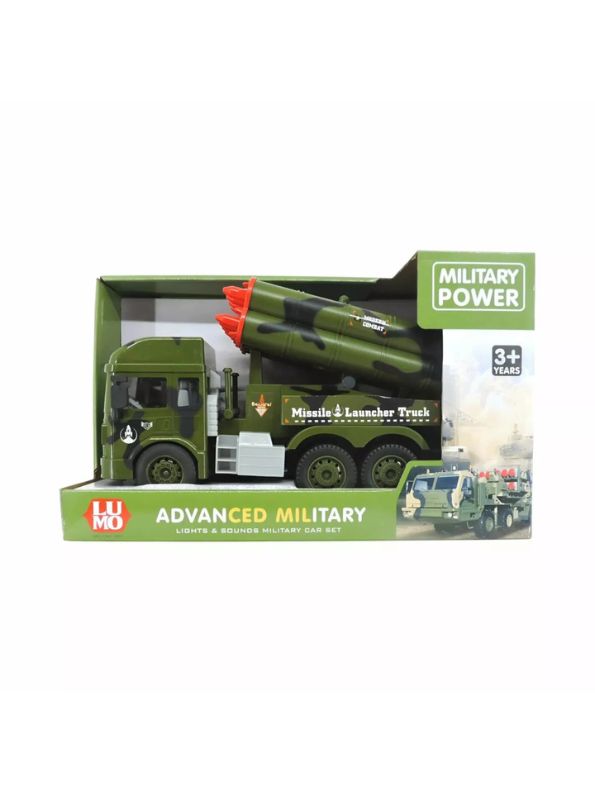 Blaze Launcher Truck - Friction Powered Military Missile Vehicle with Lights & Sound | Tactical Strike Toy - MS12060
