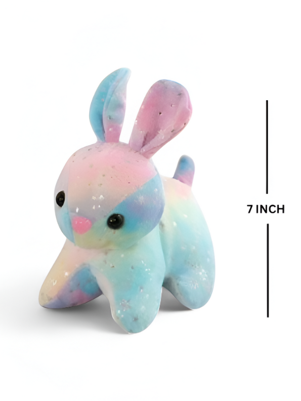 Fuzzy Blue Rabbit Soft Toy with Star Glitter - Cute Plush Bunny for Kids LMI11911
