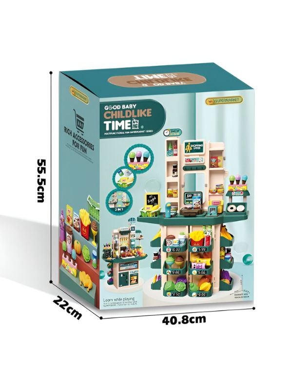 Little Shopper Supermarket – Kids Toy Cash Register & Grocery Store Playset with Accessories - LMI13537