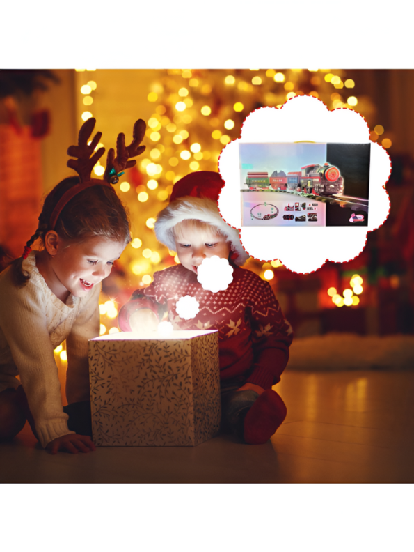 Classic Electric Toy Train Set with Tracks, Smoke, and Sound | Battery-Operated Steam Engine LMI15375