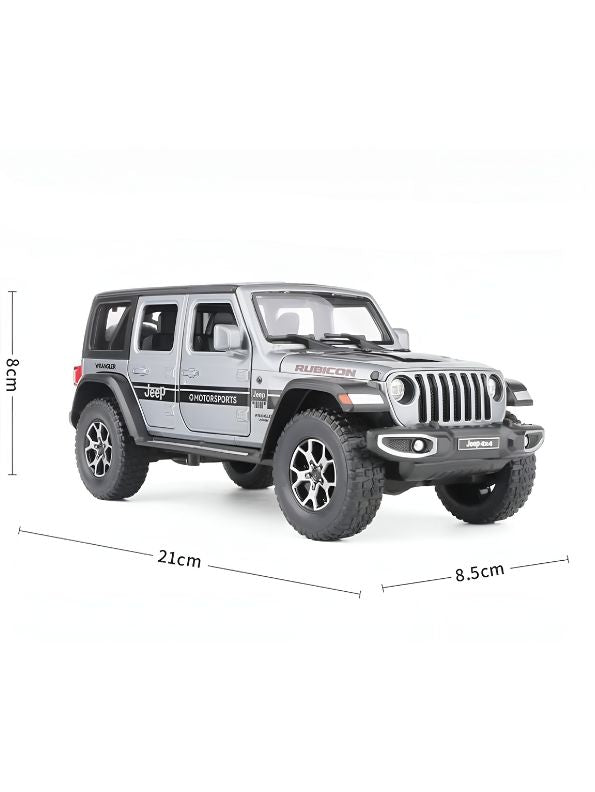 Grey - Wrangler Jeep Diecast Model Car – Alloy Pull Back Toy with Lights & Sound | Off-Road Vehicle Collectible Gift for Kids Scale 1:32 - TV4896