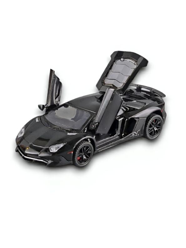 Black - Lamborghini Aventador LP750-4 Diecast Model Car 1:32 Scale – Mini Sports Car Toy for Kids.