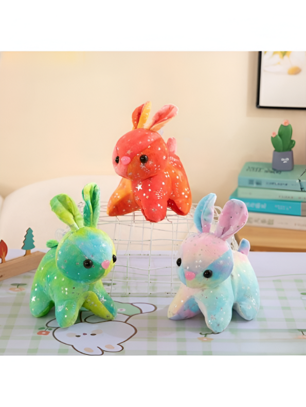 Fuzzy Orange Rabbit Soft Toy with Star Glitter - Cute Plush Bunny for Kids LMI11911