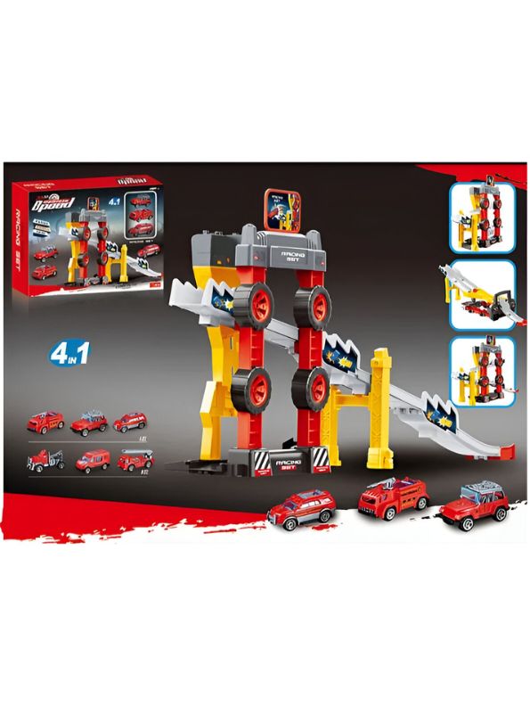 Rapid Rescue Racers – 4-in-1 Police Car Track Set with Catapult Launcher & Ejection Feature | Kids Puzzle Toy - NX12158