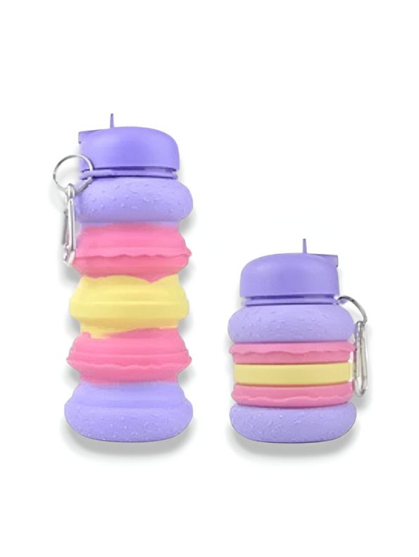 Stackable Collapsible Water Bottle with Carabiner Clip | Fun Silicone Kids' Sipper | Portable, Leak-Proof & BPA-Free" NOVGBT-9057