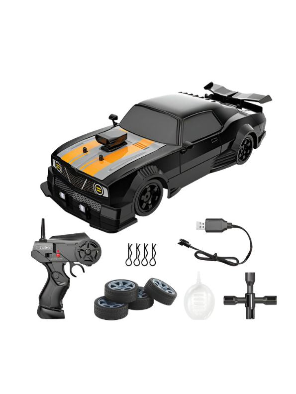 2.4GHz Remote Control Drift Car for Boys | High-Speed RC Racing Toy | Black & Orange Hobby Car Gift for Kids LMI15510.