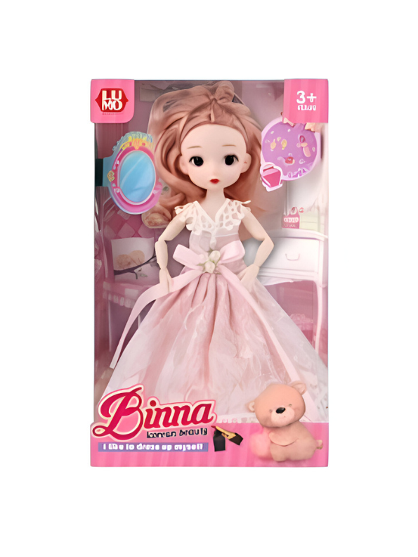 Binna Fashion Angel Doll (11-Inch) | Elegant Pink Princess Dress & Wings | Collectible Gift Toy for Girls 3+ LMI14020