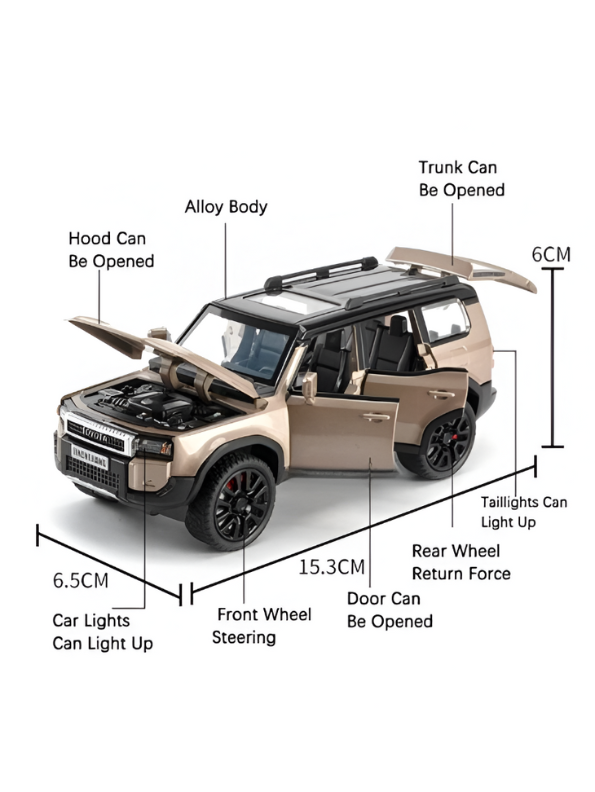 Toyota Land Cruiser Prado Diecast Metal SUV Model | Pullback with Sound & Light Scale 1:32 TV5799