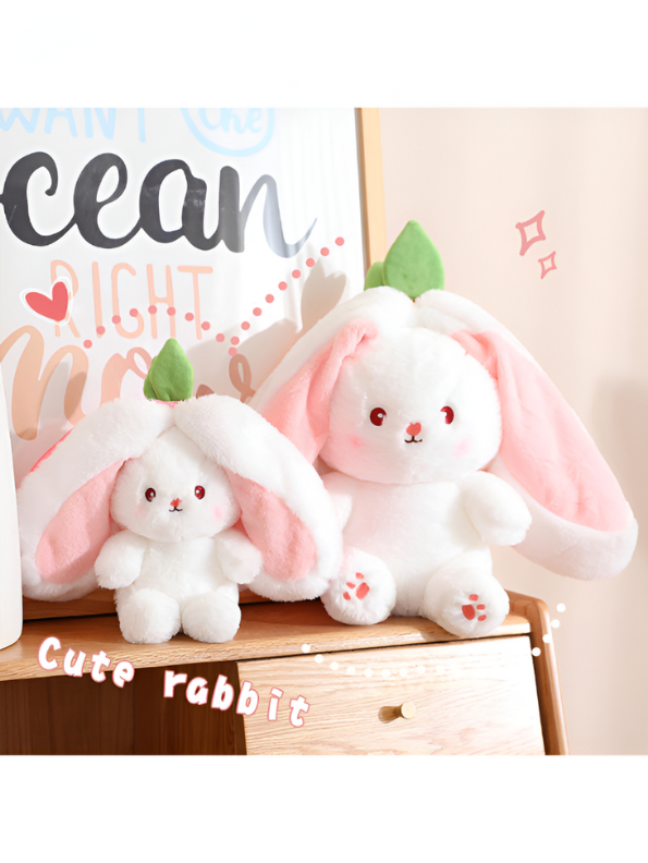 Cute Strawberry Rabbit Plush Toy - Kawaii Strawberry Bunny Stuffed Animal Soft Toy for Girls & Kids, Perfect Gift & Decor LMI11108