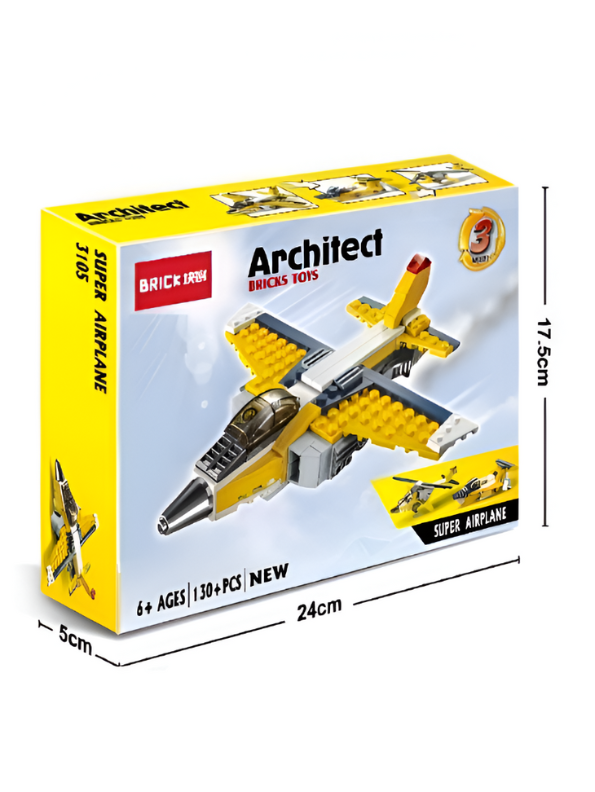 3-in-1 Super Airplane Building Block Set - 130+ PCS ARCHITECT Jet Fighter LEGO Set - STEM Toy for Kids 6+ TV860