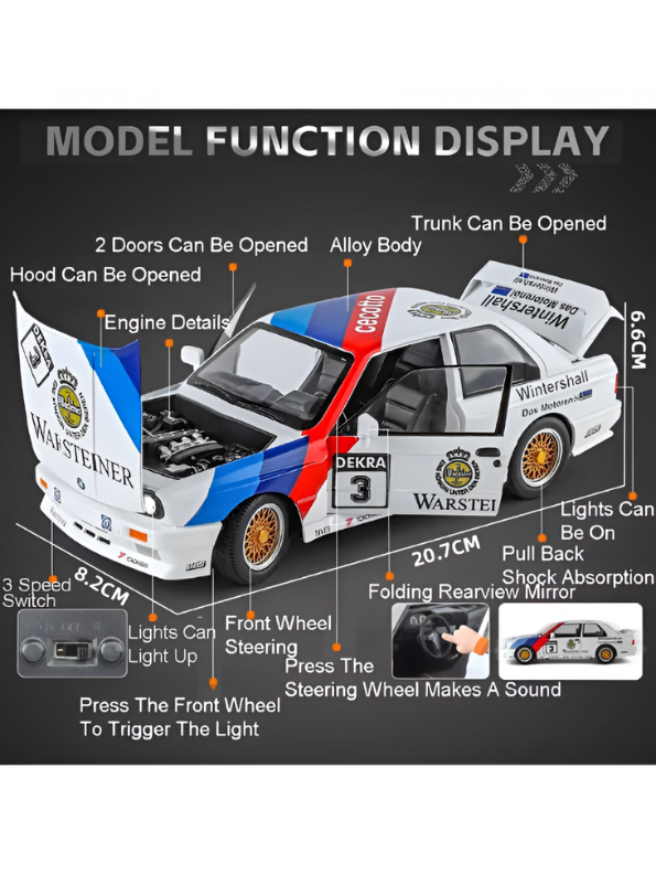 BMW E30 M3 DTM Race Car Diecast Model | Warsteiner Livery 1:24 Scale | Classic Touring Car Collectible LMI15794