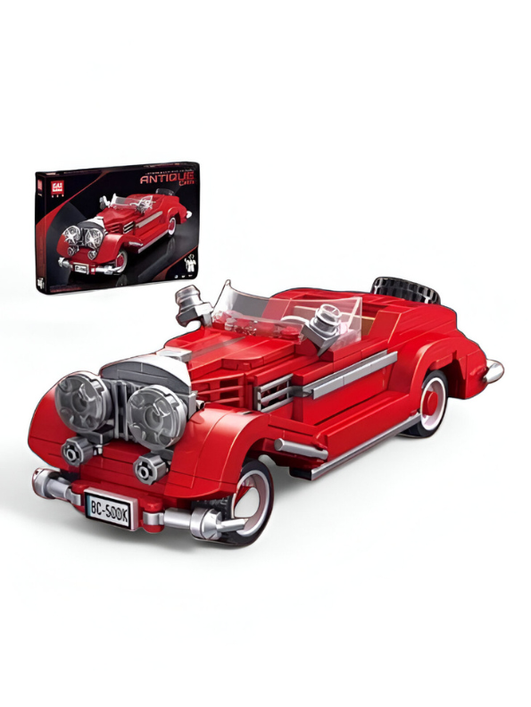 Red Vintage Antique Car Building Block Set | 334 PCS Classic Retro Car Model Building Blocks Kit for Ages 6+ TV3926