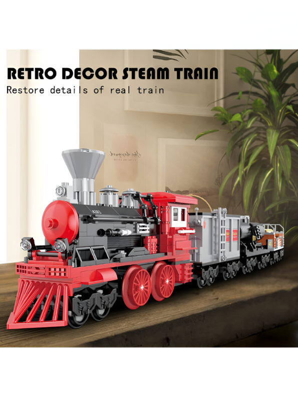 Classic Steam Locomotive Train Building Blocks - 623 PCS Building Block Set - Vintage Railway Model Toy for Collectors and Kids TV5099