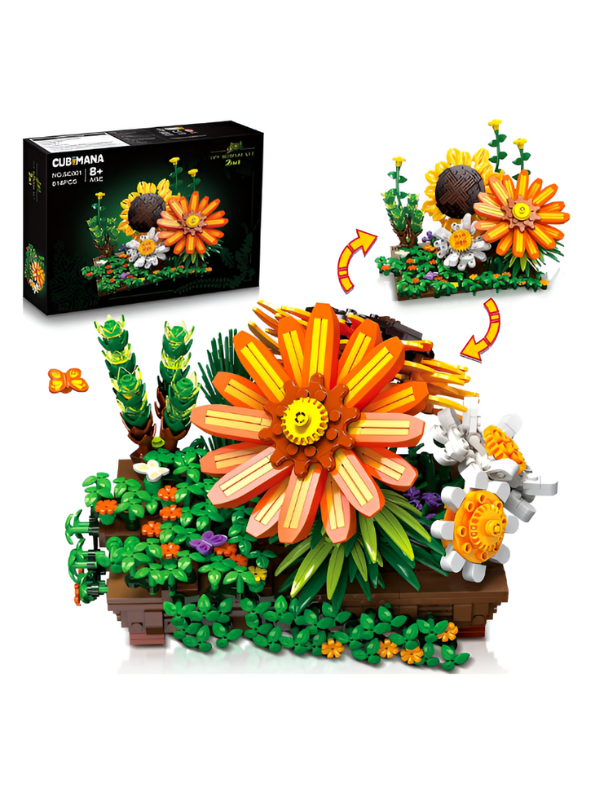 Sunflower Botanical Display Building Block Set - 924 PCS IVY BONSAI Flower Pot LEGO Set - Adult Home Decor & Gift TV5668